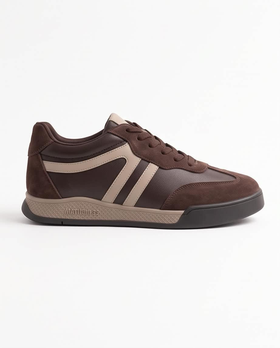 Kadın Kahve Süet Detaylı Retro Günlük Yürüyüş Sneaker Spor Ayakkabı