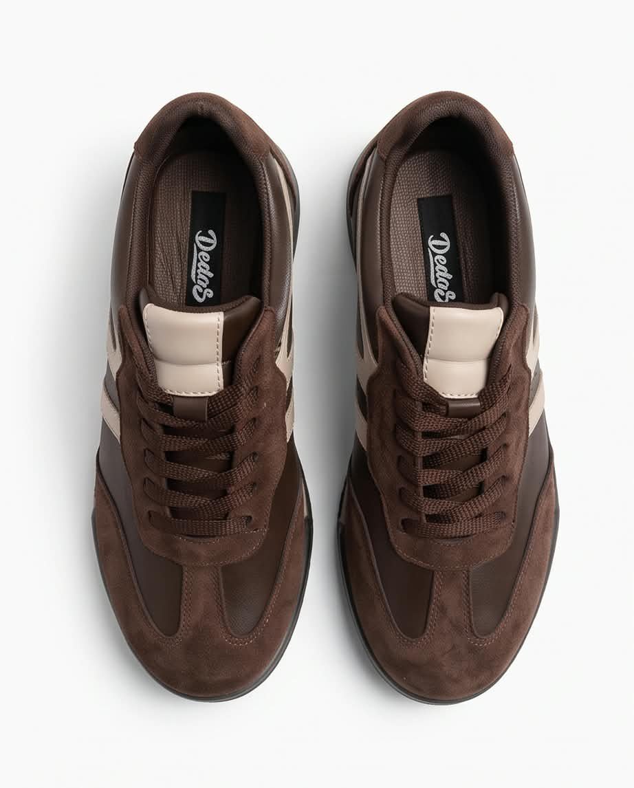 Kadın Kahve Süet Detaylı Retro Günlük Yürüyüş Sneaker Spor Ayakkabı