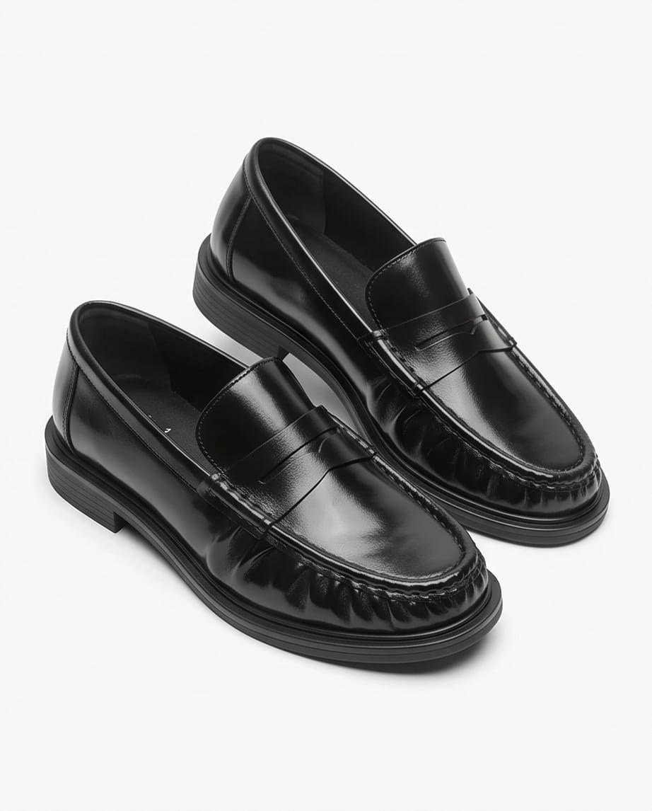 Kadın Siyah Rugan Günlük Oxford Klasik Kaymaz Taban Loafer Ayakkabı