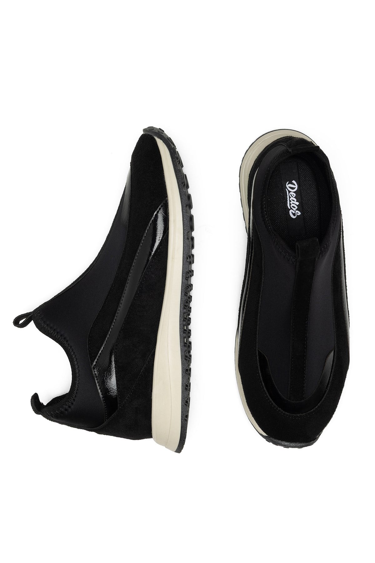 Kadın Siyah Streç Çorap Spor Ayakkabı Bağcıksız Rahat Sneaker