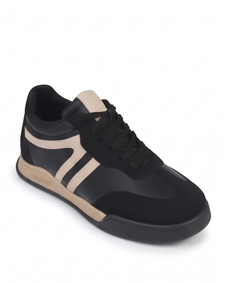 Kadın Siyah Süet Detaylı Retro Günlük Yürüyüş Sneaker Spor Ayakkabı