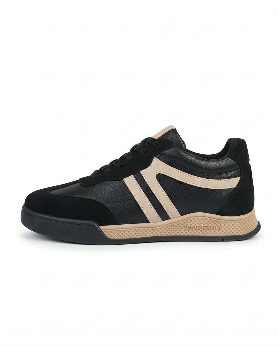 Kadın Siyah Süet Detaylı Retro Günlük Yürüyüş Sneaker Spor Ayakkabı
