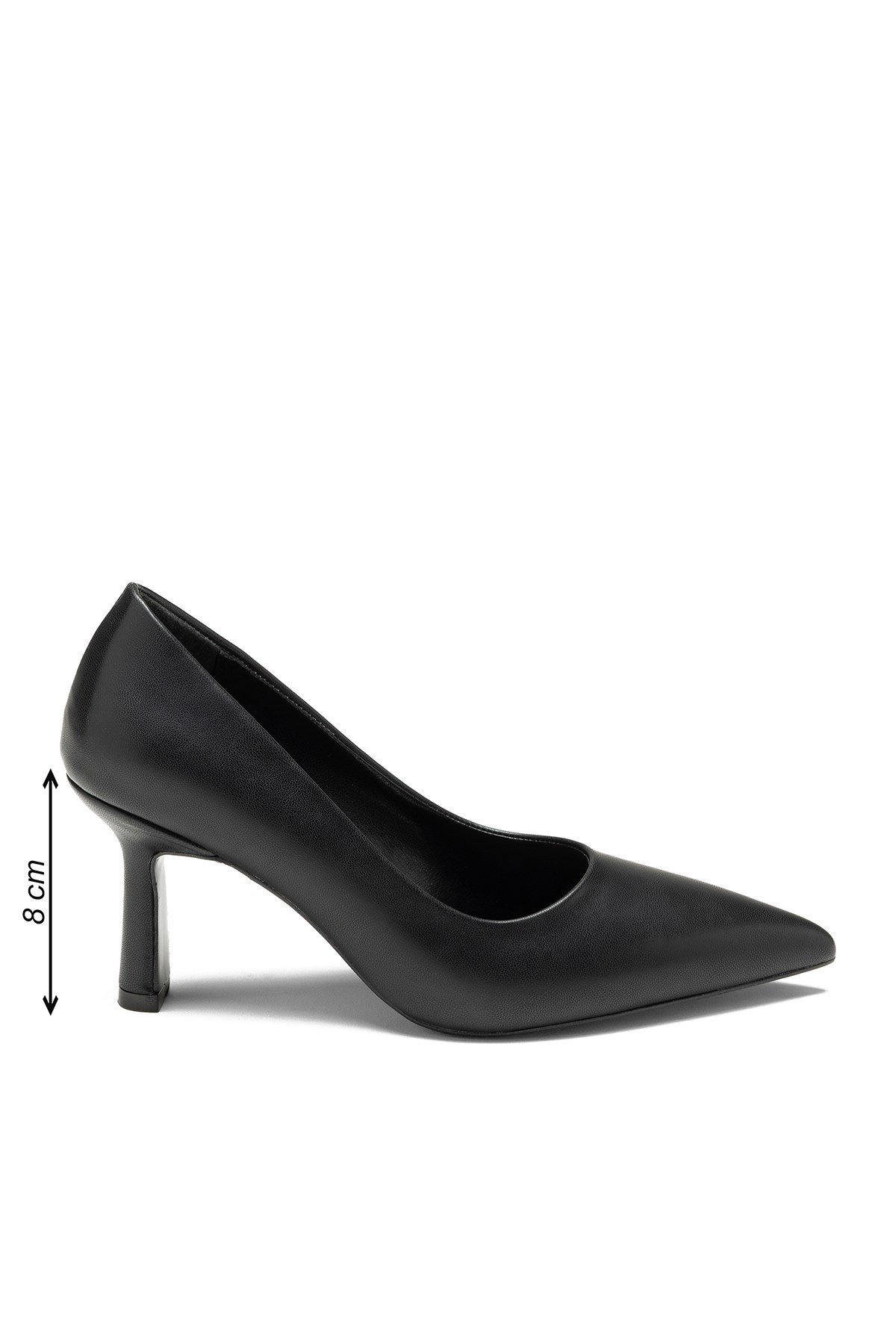 Kadın Yüksek Topuklu Sivri Burun Düz Stiletto Siyah Cilt  Ayakkabı