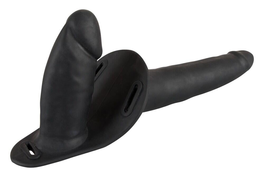 Çift Belden Bağlamalı Penis Black Silicone