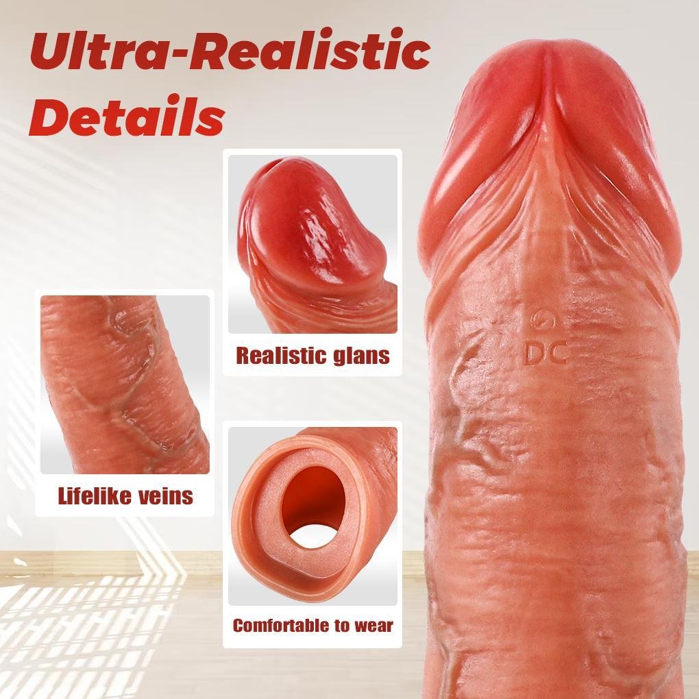David - Uzaktan Kumandalı Şarjlı Güçlü Titreşimli Ultra Realistik Uzatmalı Penis Kılıfı