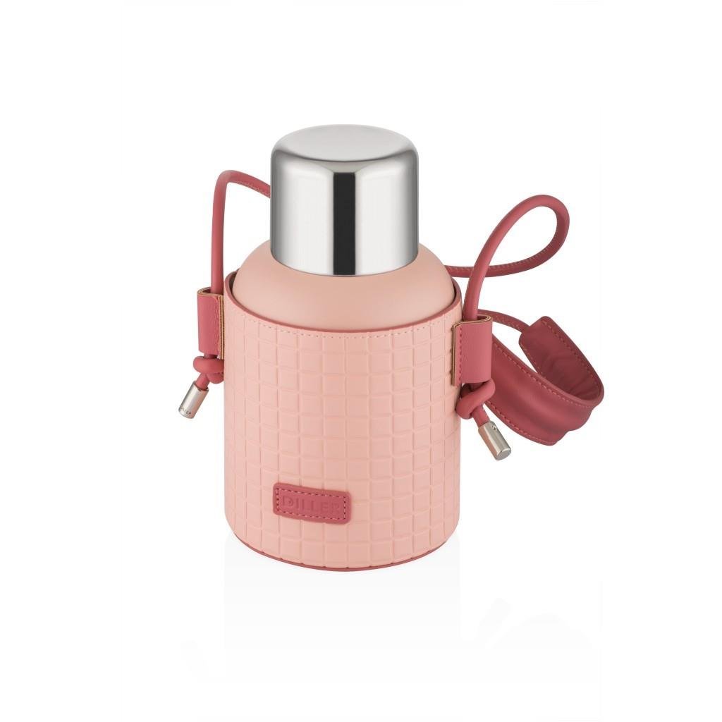 DILLER 650 ML DERİ KILIFLI VE BOYUN ASKILI PASLANMAZ ÇELİK TERMOS