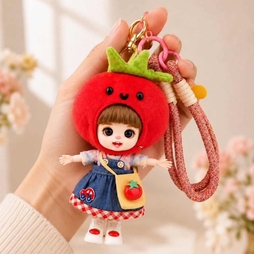 LOLİFEN TELEFON ASKILI DOMATES ŞAPKALI KIZ MODEL CHARM