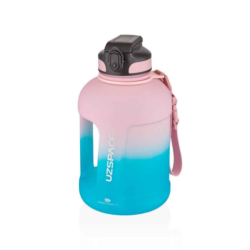 UZSPACE 1700 ML ÇİFT RENK PİPETLİ TAŞIMA ASKILI KULPLU SOFT-TOUCH TRİTAN SU MATARASI