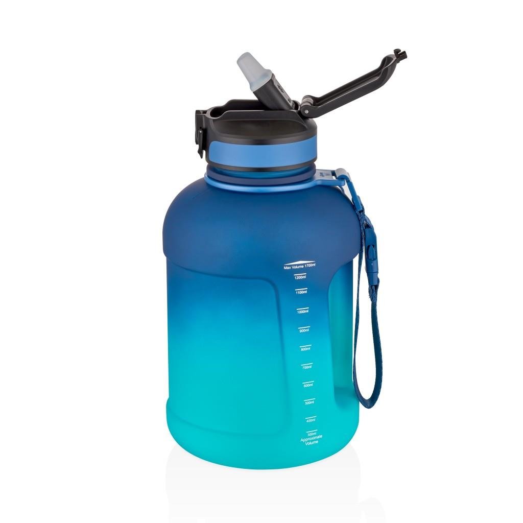 UZSPACE 1700 ML ÇİFT RENK PİPETLİ TAŞIMA ASKILI KULPLU SOFT-TOUCH TRİTAN SU MATARASI
