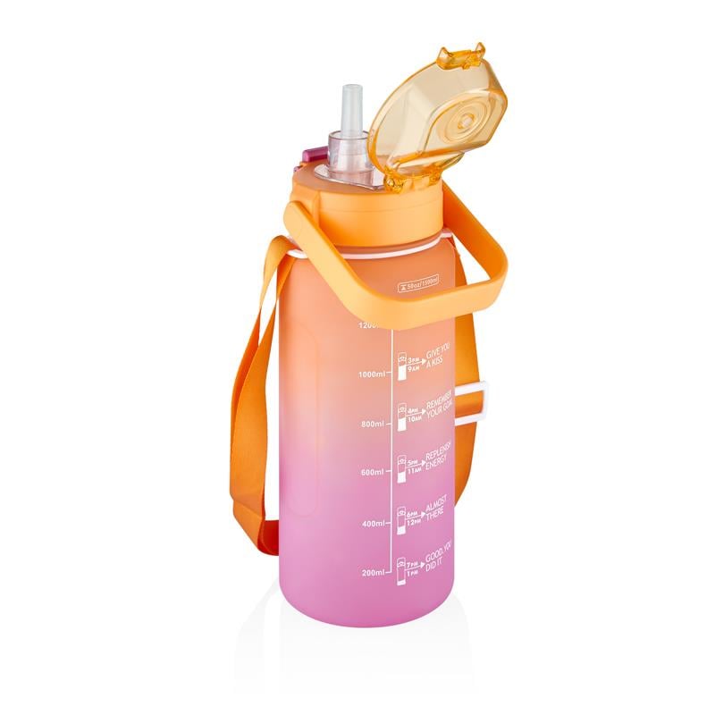 VAGONLİFE TRITAN 1500 ML ÇİFT RENK SOFT-TOUCH MOTİVASYON SU MATARASI