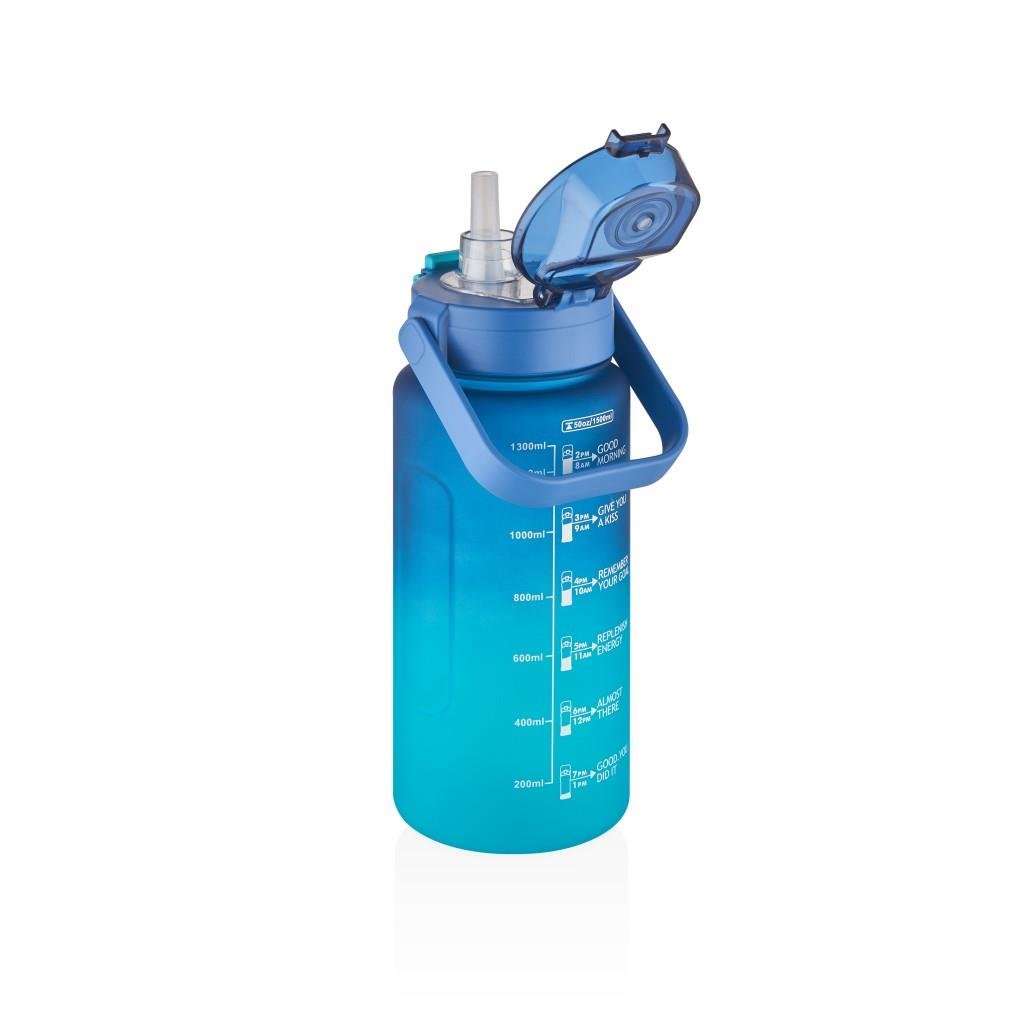 VAGONLİFE TRITAN 1500 ML ÇİFT RENK SOFT-TOUCH MOTİVASYON SU MATARASI