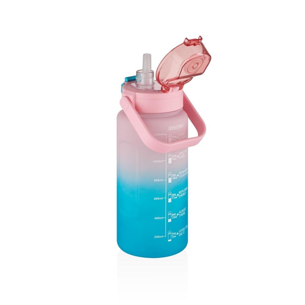 VAGONLİFE TRITAN 1500 ML ÇİFT RENK SOFT-TOUCH MOTİVASYON SU MATARASI
