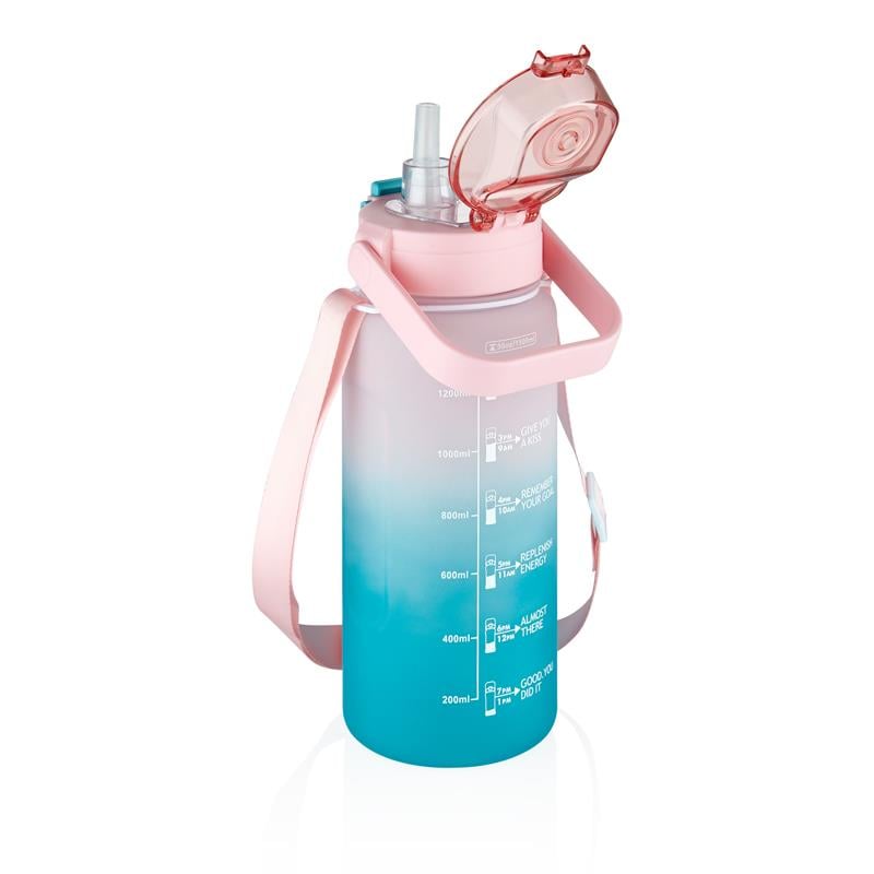 VAGONLİFE TRITAN 1500 ML ÇİFT RENK SOFT-TOUCH MOTİVASYON SU MATARASI