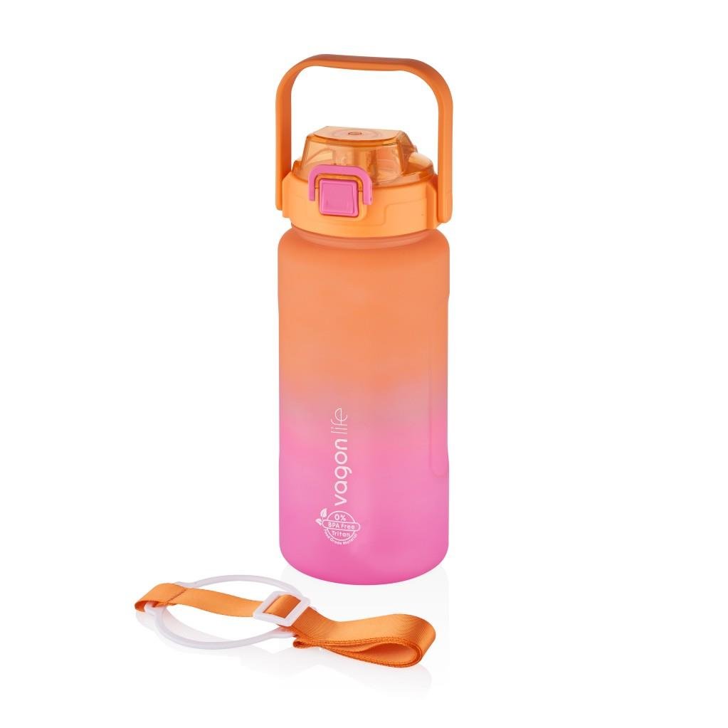 VAGONLİFE TRITAN 1500 ML ÇİFT RENK SOFT-TOUCH MOTİVASYON SU MATARASI