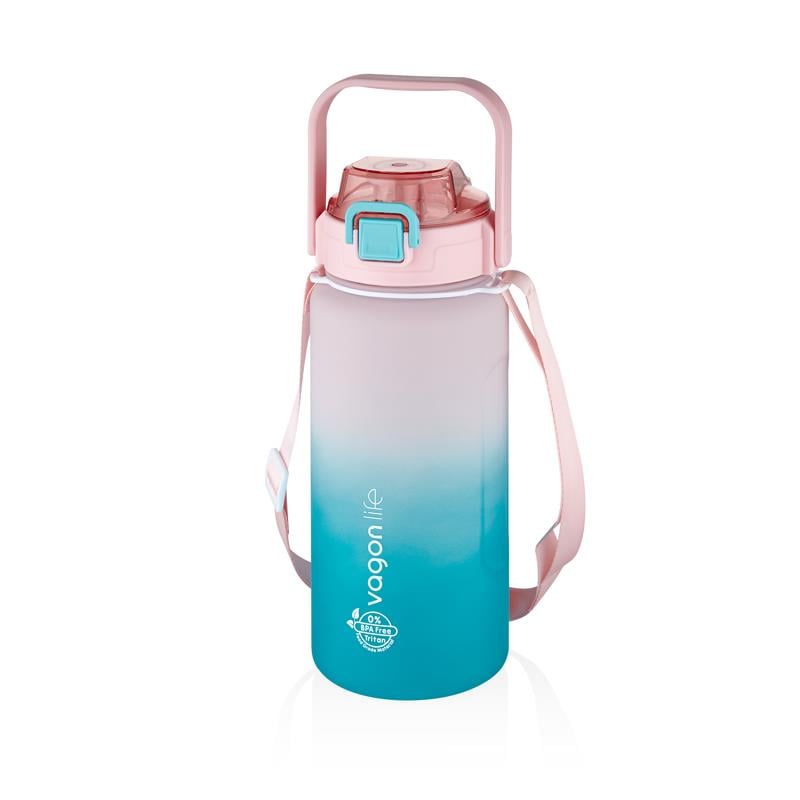 VAGONLİFE TRITAN 1500 ML ÇİFT RENK SOFT-TOUCH MOTİVASYON SU MATARASI
