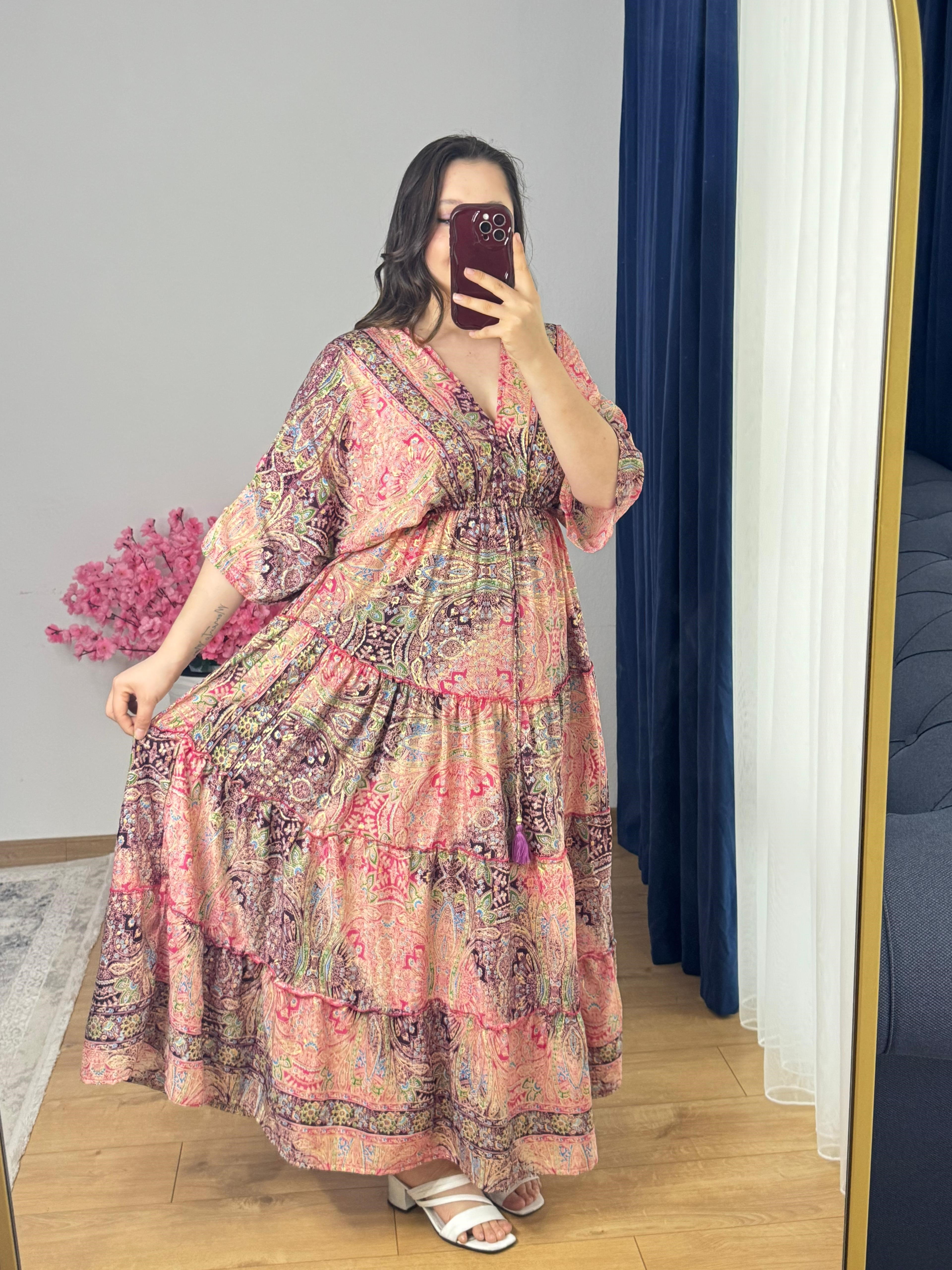 ipek kumaş kaftan elbise-1009