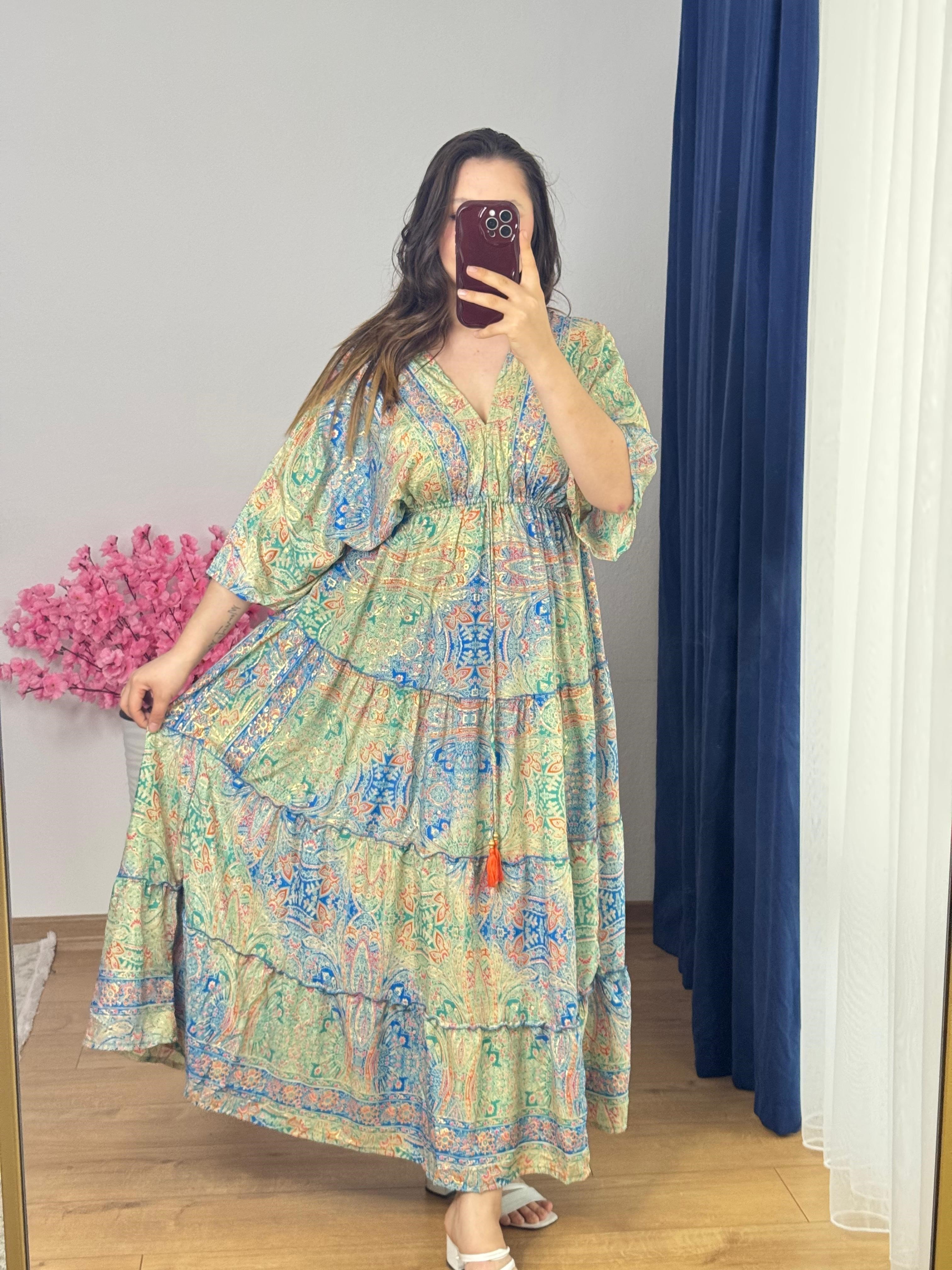 ipek kumaş kaftan elbise-1011