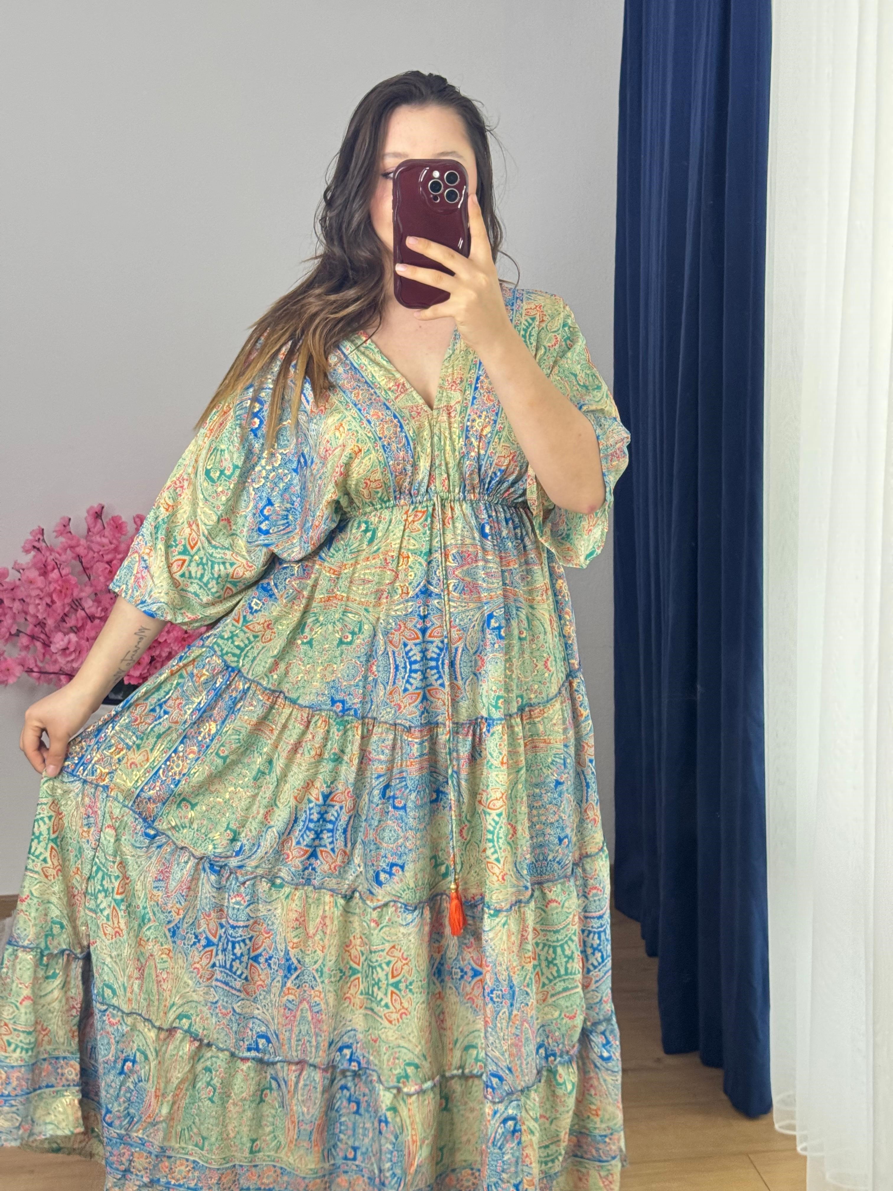 ipek kumaş kaftan elbise-1011