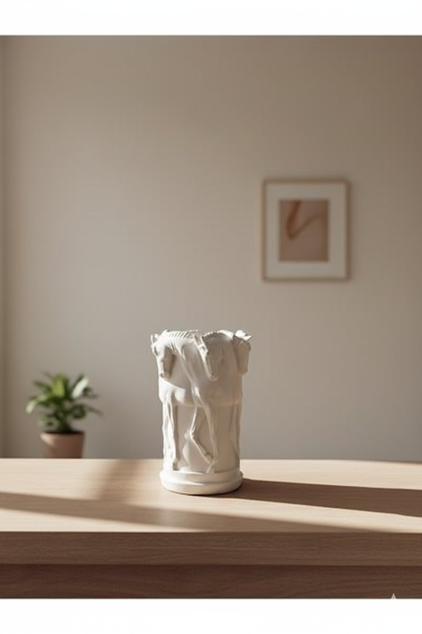 At Figürlü Dekoratif Vazo – 30x22 cm Polyester Heykel Formunda Çiçeklik