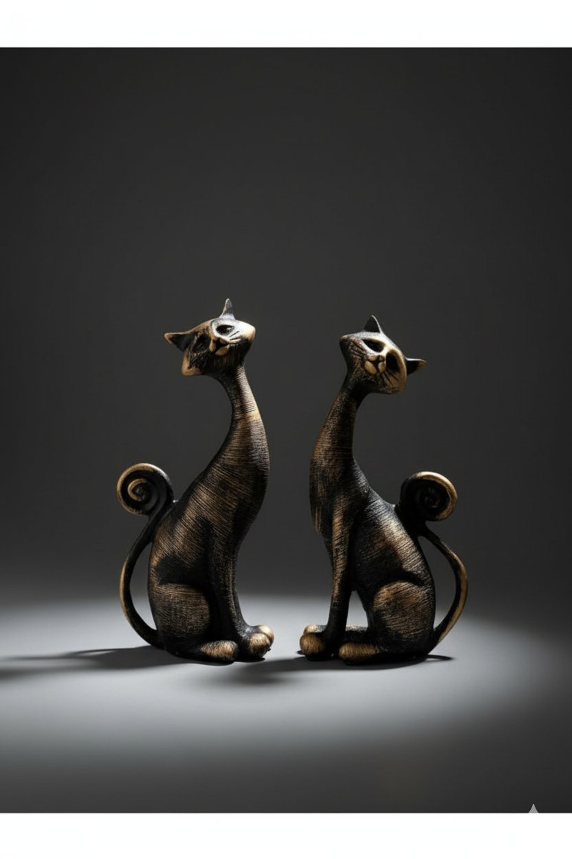 Dekoratif Hediyelik Kuyruklu Kedi Biblo