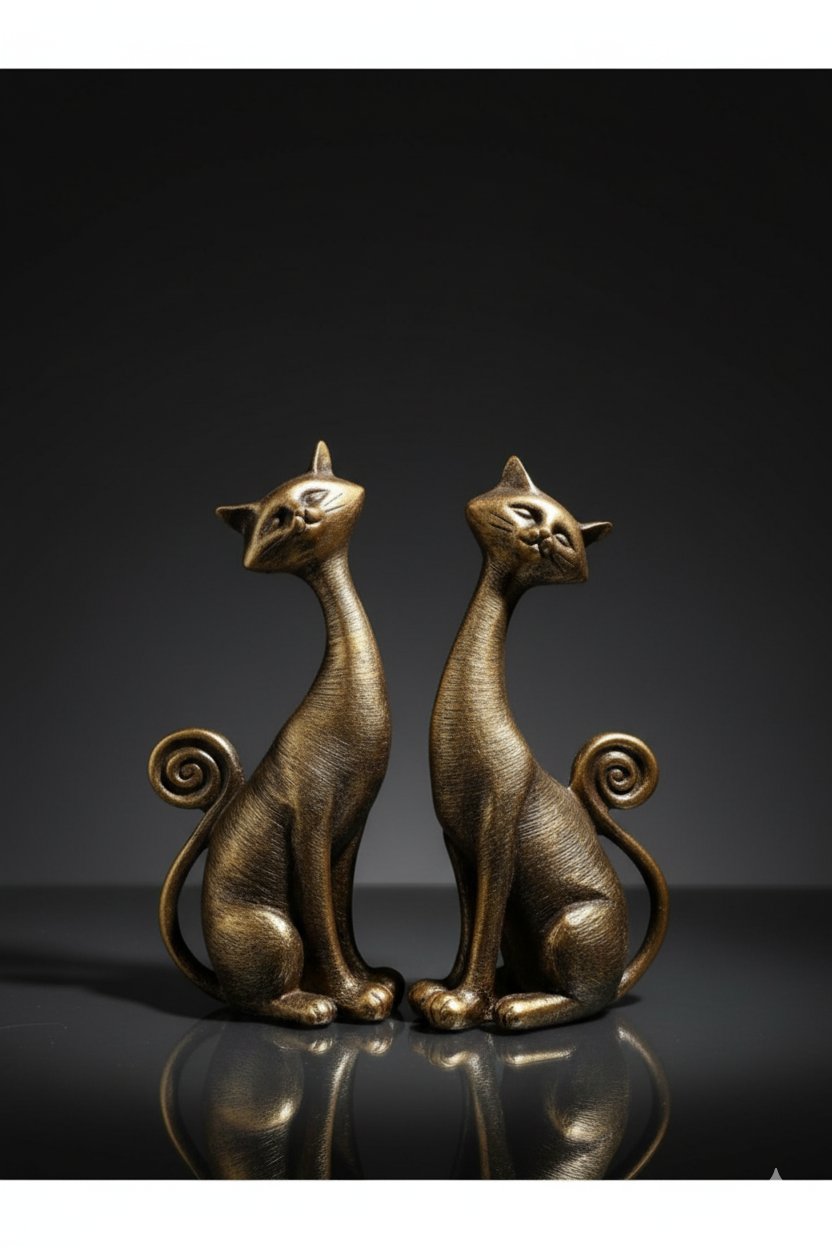 Dekoratif Hediyelik Kuyruklu Kedi Biblo