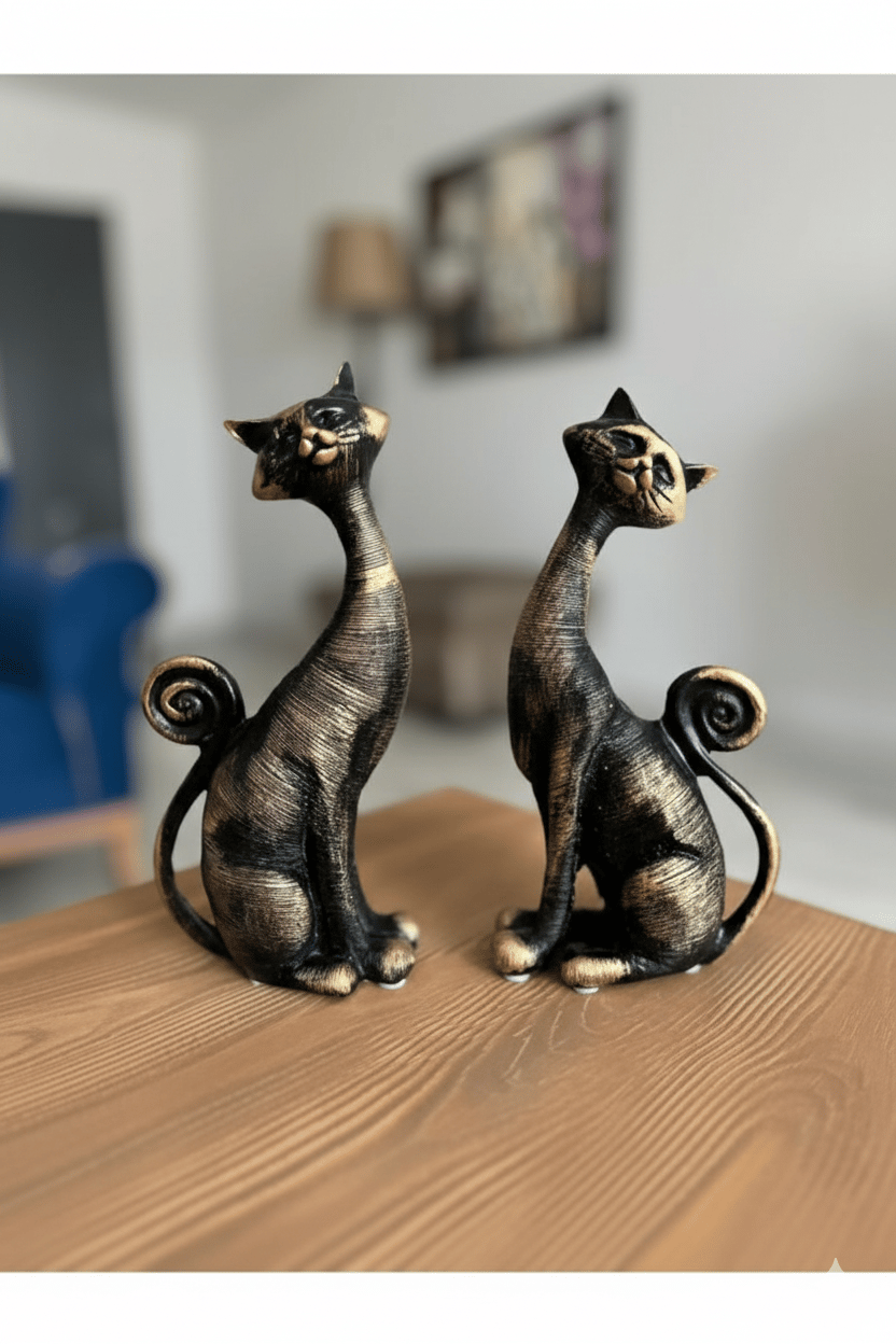 Dekoratif Hediyelik Kuyruklu Kedi Biblo