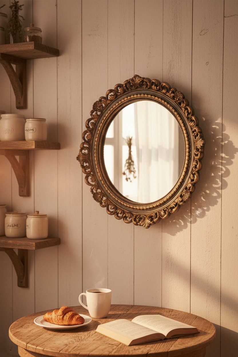 Dekoratif Hediyelik Yuvarlak Dantel Ayna