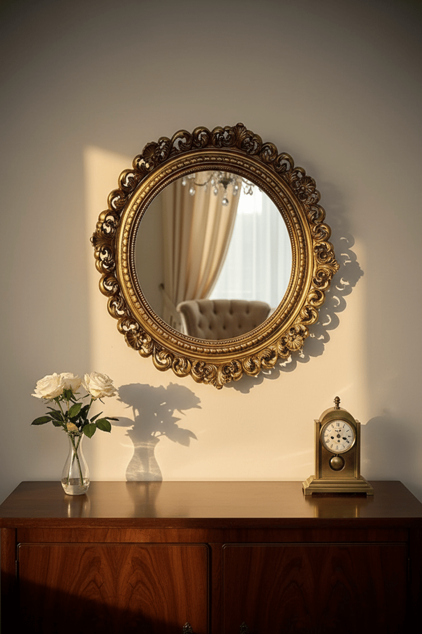 Dekoratif Hediyelik Yuvarlak Dantel Ayna