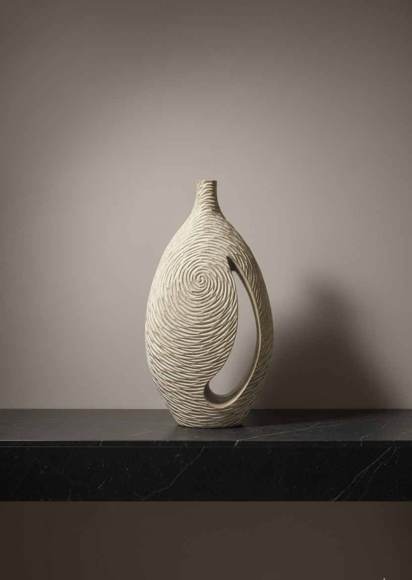 Dikey Formlu Dekoratif Vazo - Minimal Tasarım (47x38x6)