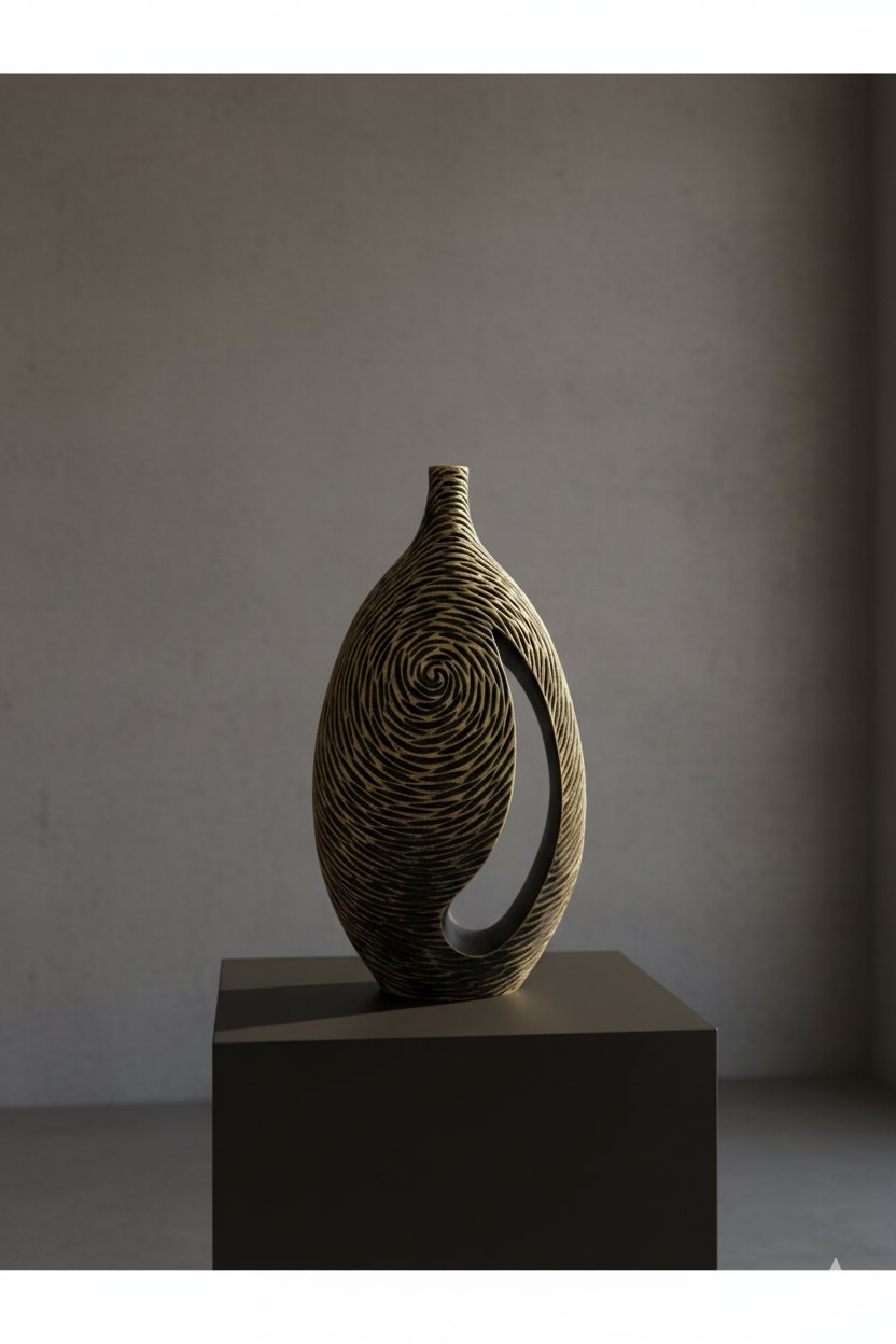 Dikey Formlu Dekoratif Vazo - Minimal Tasarım (47x38x6)