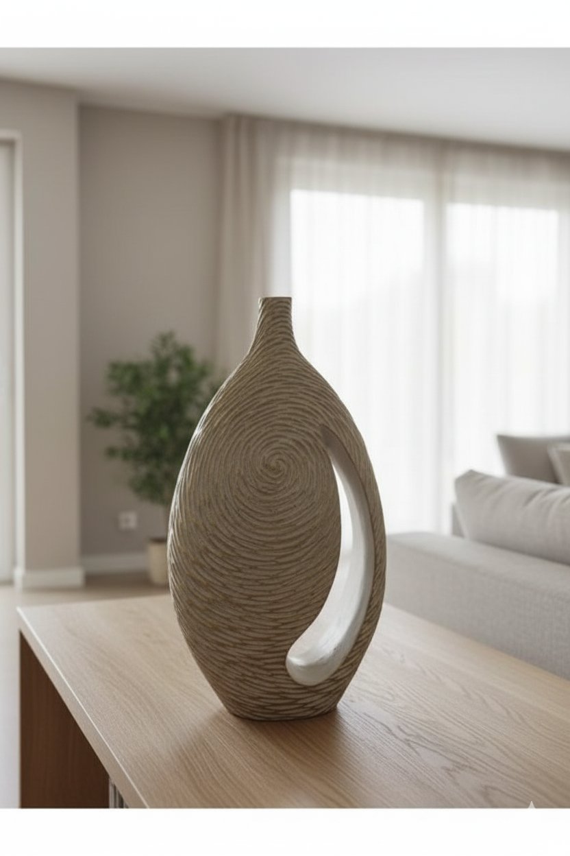 Dikey Formlu Dekoratif Vazo - Minimal Tasarım (47x38x6)