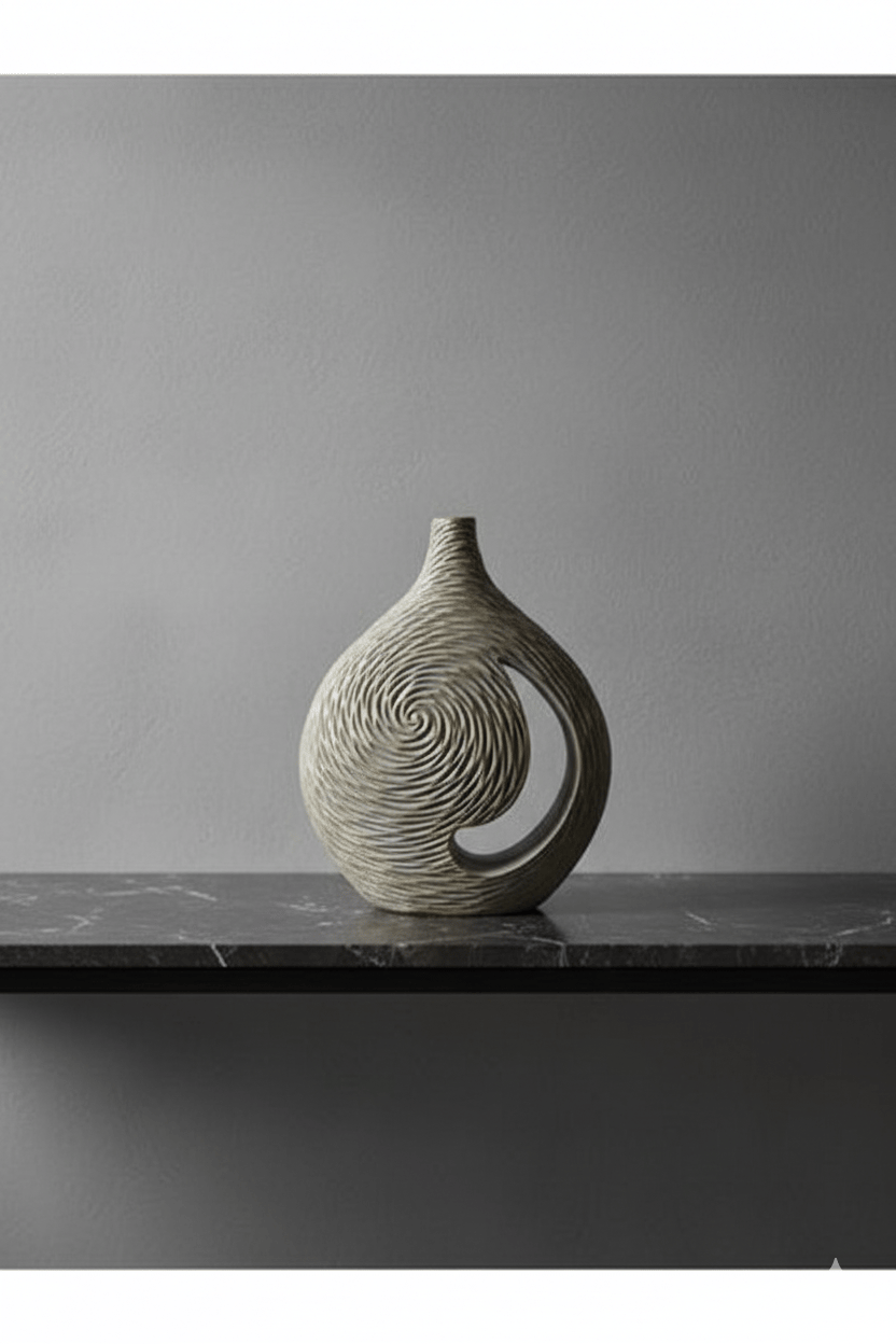 Geniş Gövdeli Dekoratif Vazo - Modern Polyester Obje (28x37x8)