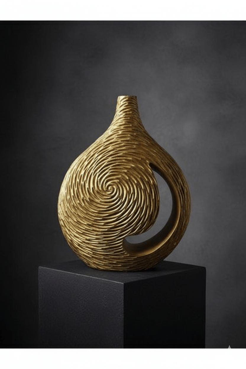 Geniş Gövdeli Dekoratif Vazo - Modern Seramik Obje (28x37x8)