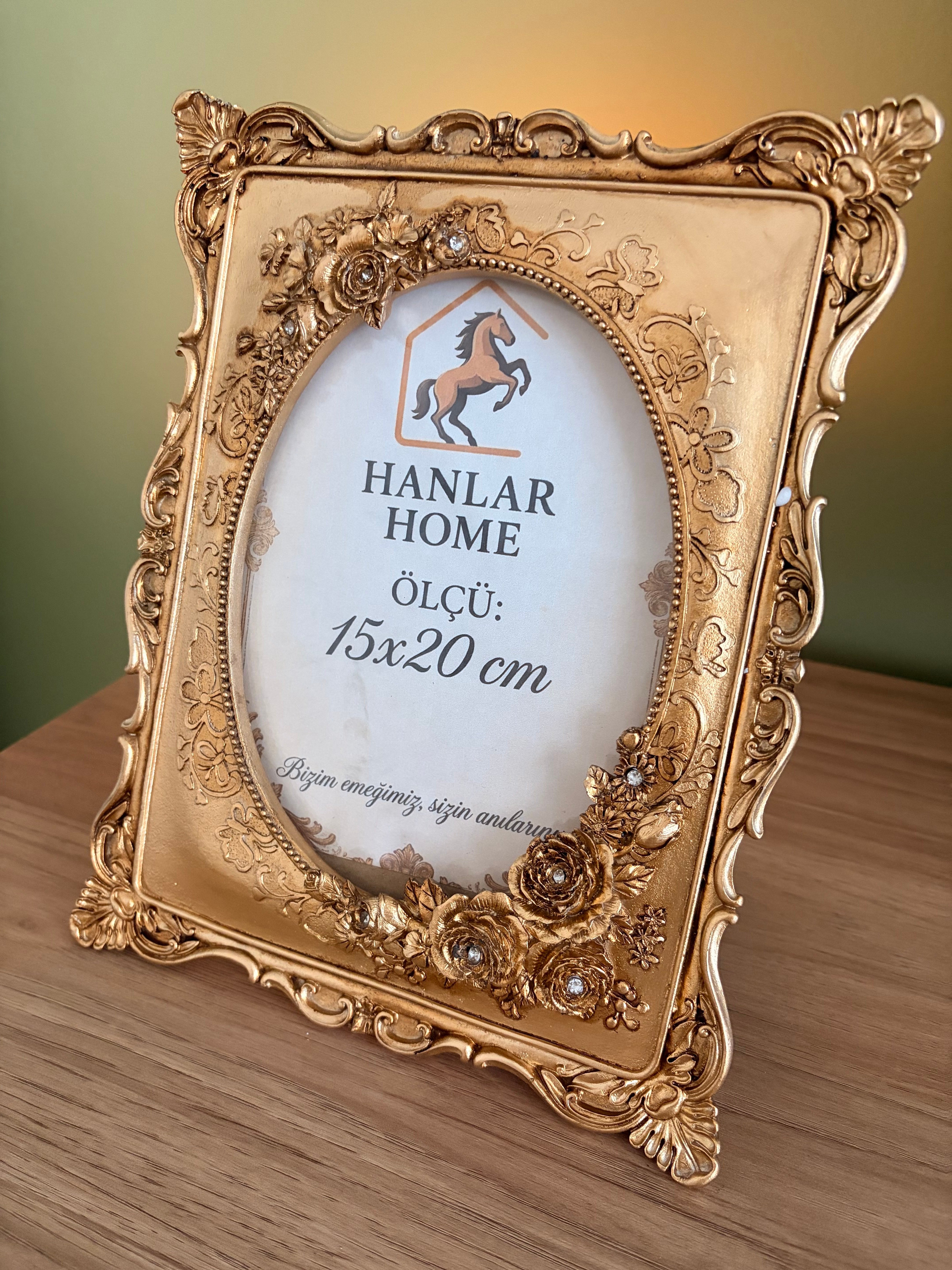 Klasik Hediyelik Çiçekli Gold Çerçeve