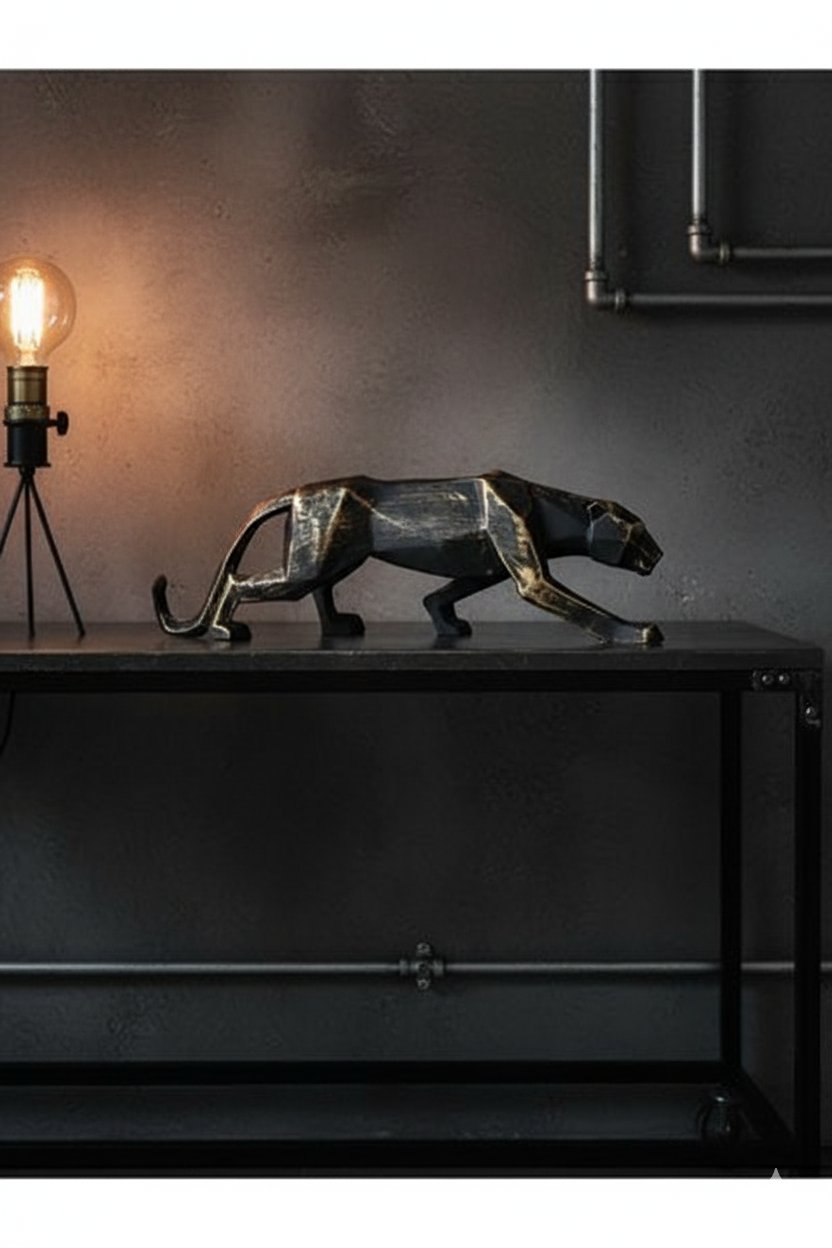 Kübik Leopar Biblo Siyah, şık ve modern dekoratif obje, ev ve ofis için ideal seçim