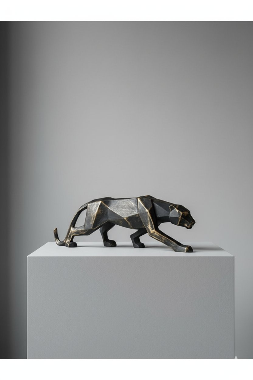 Kübik Leopar Biblo Siyah, şık ve modern dekoratif obje, ev ve ofis için ideal seçim