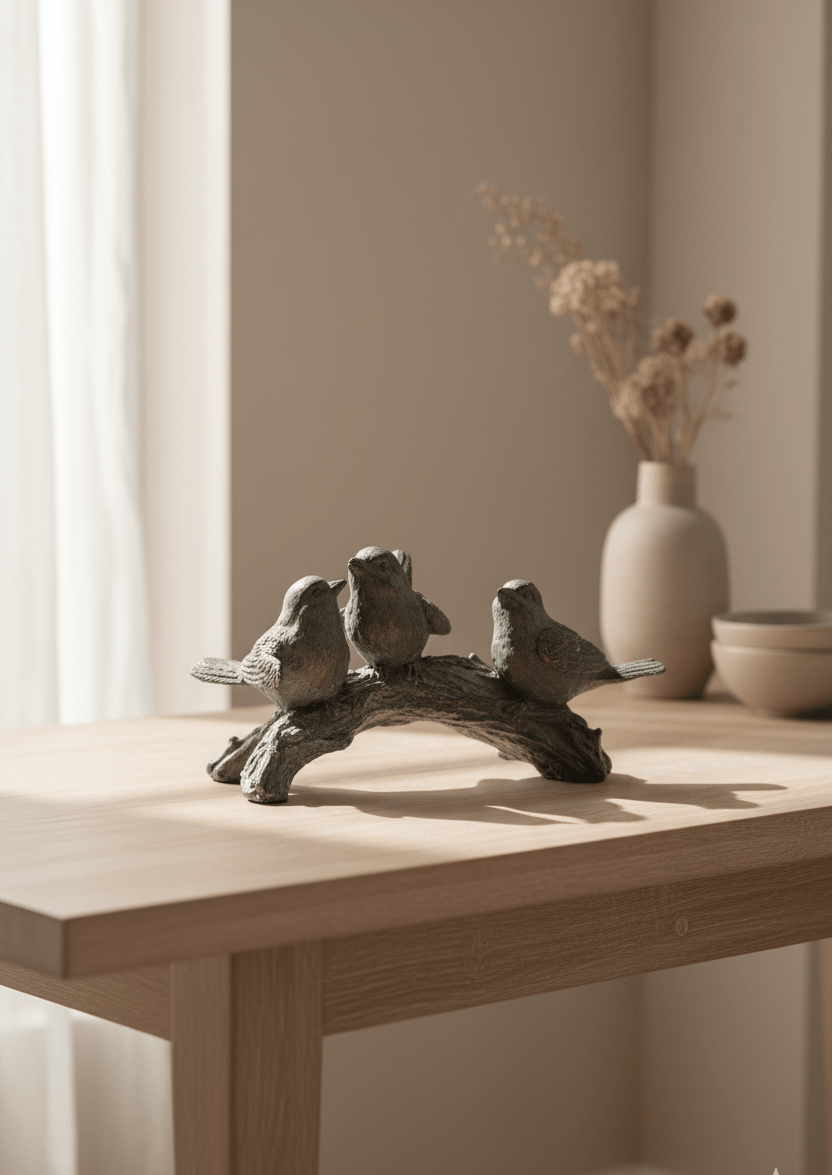 Kuş Figür Seti | Doğal Stil | Dekoratif Biblo (23x15x13)