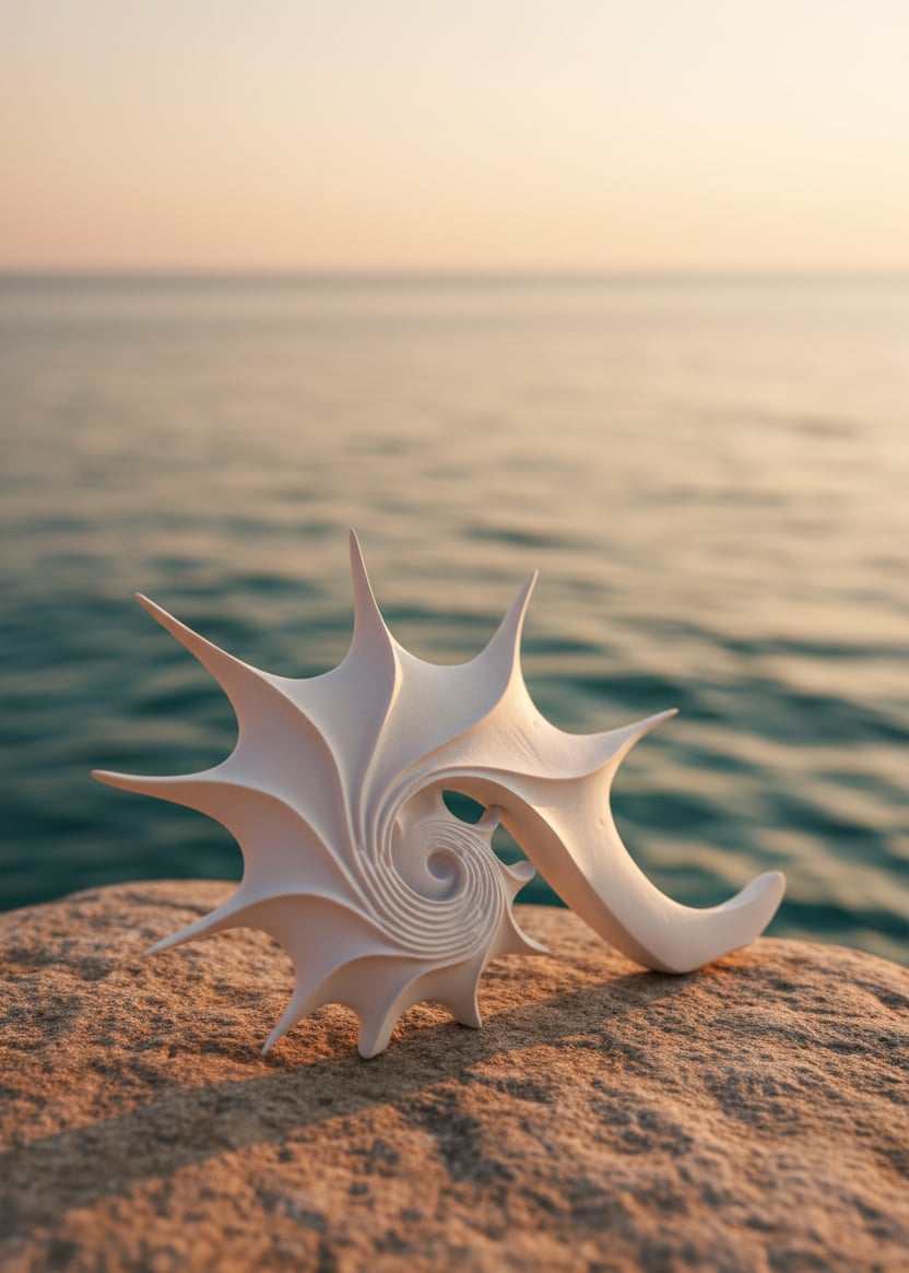 Modern Fosil Biblo – Spiral Formlu Boyanabilir Polyester Obje 27x40 cm