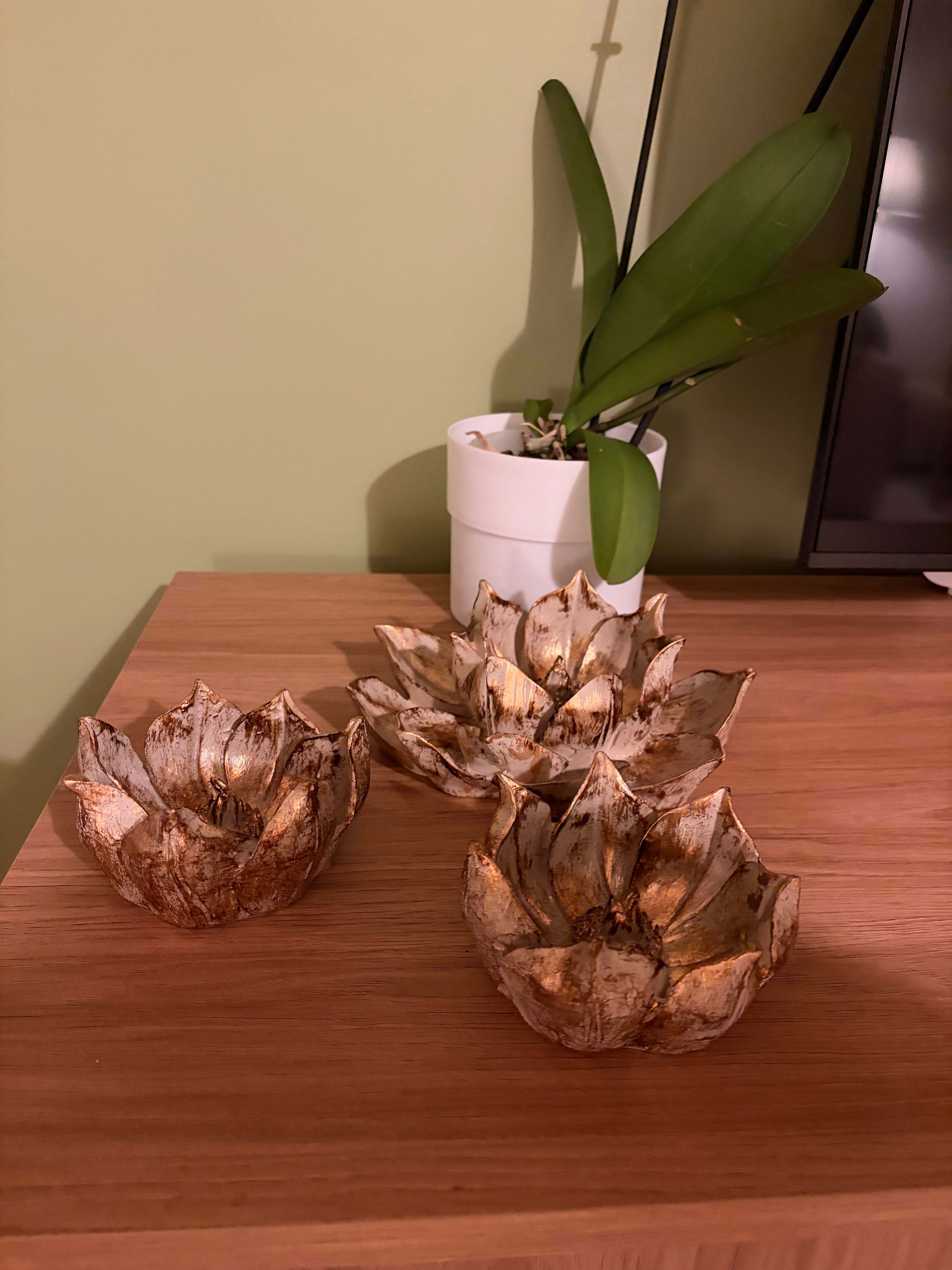 Şık Hediyelik Sehpa Üzeri Lotus Çiçek Seti