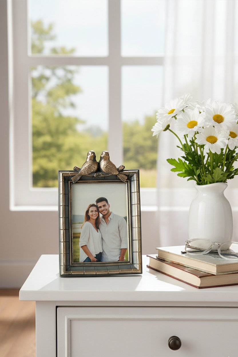 Şık Klasik Hediyelik Kuşlu Çerçeve