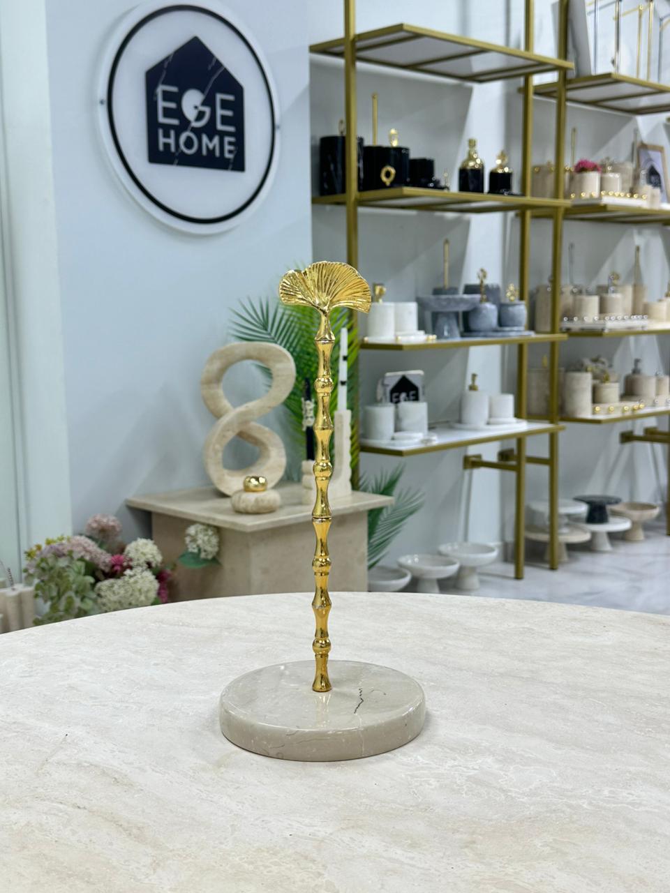 DEKORATİF BEJ MERMER RULO HAVLULUK GOLD YAPRAK