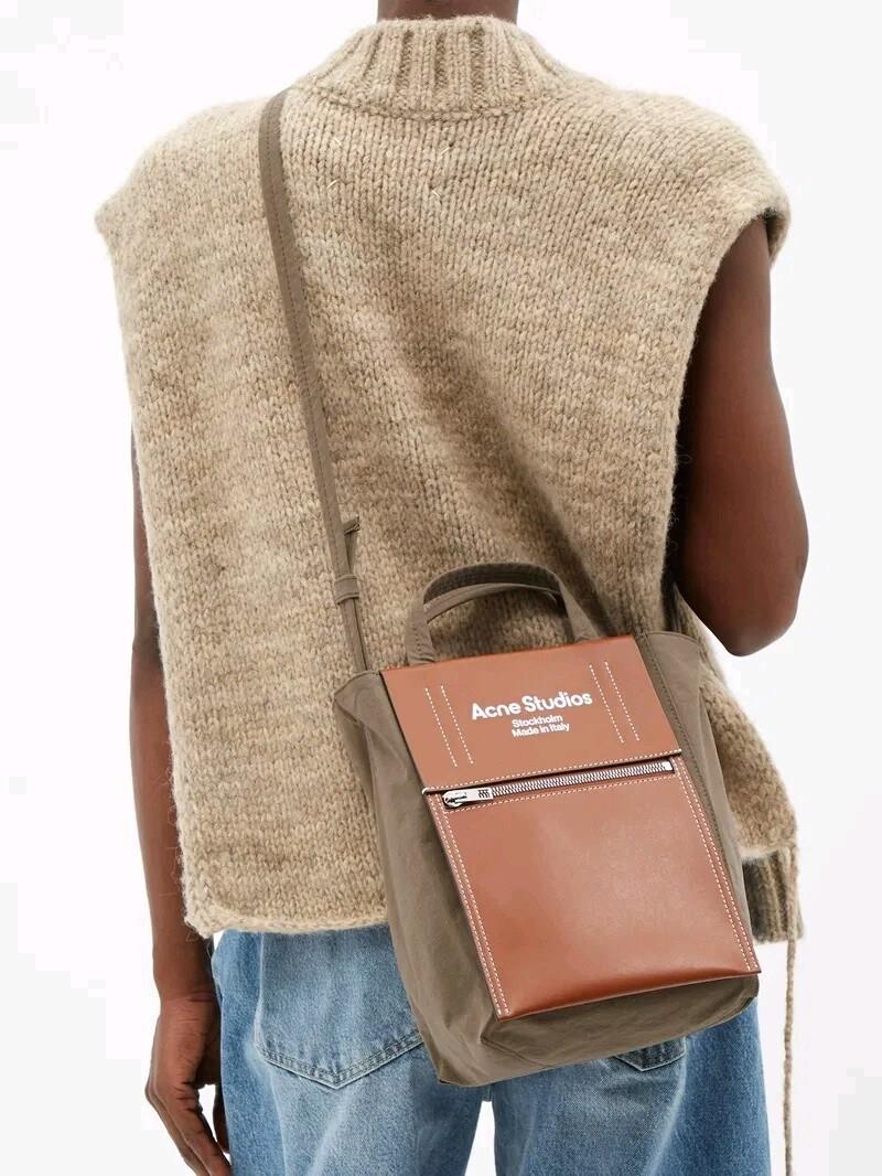 ACNE STUDIOSBaker Out Mini Leather-Trimmed Canvas Tote Bag