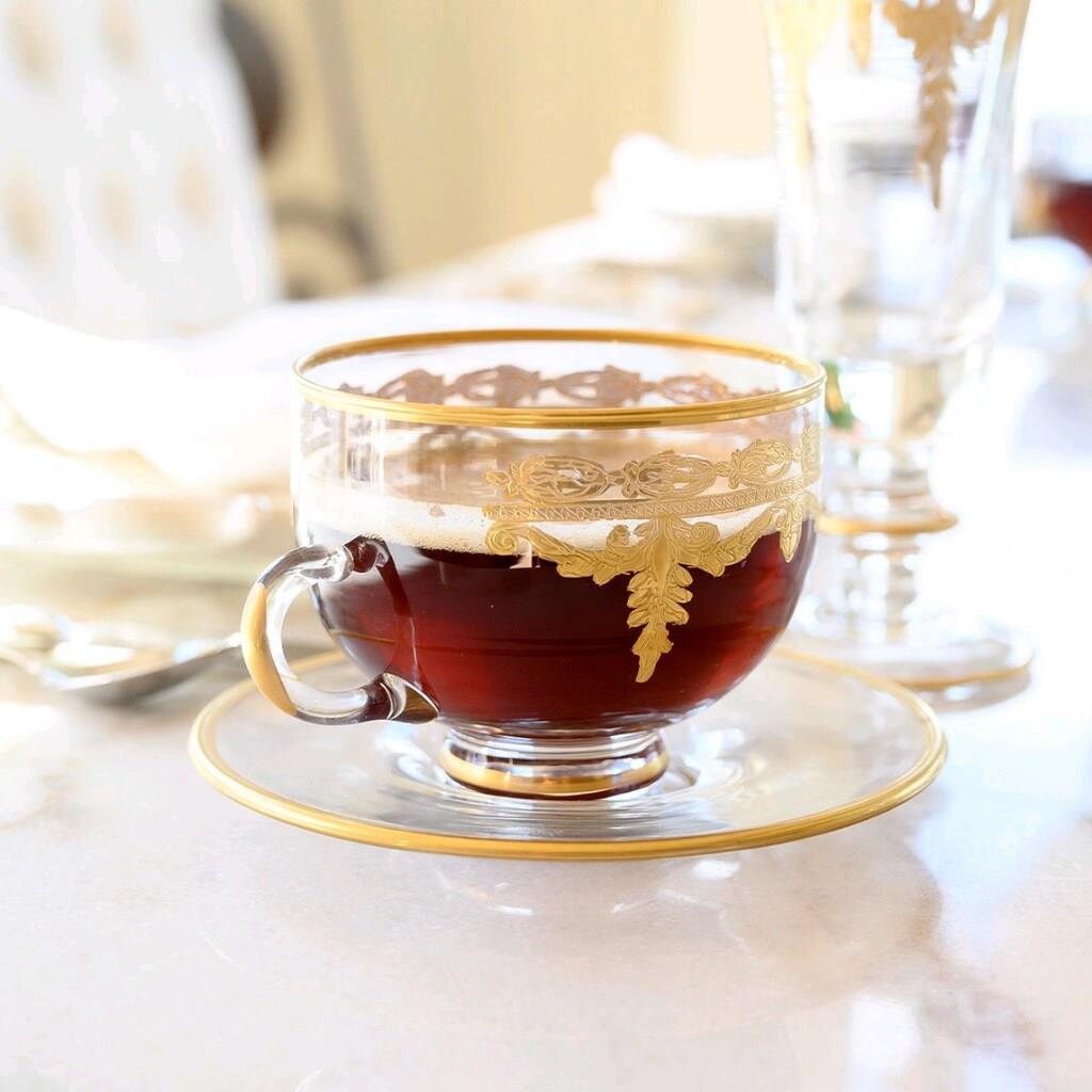 Arte İtalica Vetro Gold Coffee Cup & Saucer