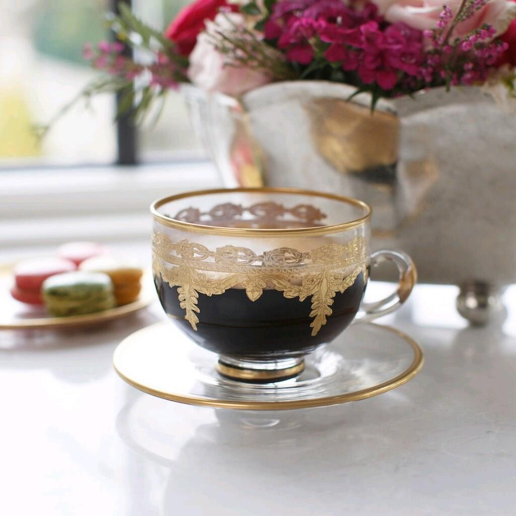 Arte İtalica Vetro Gold Coffee Cup & Saucer