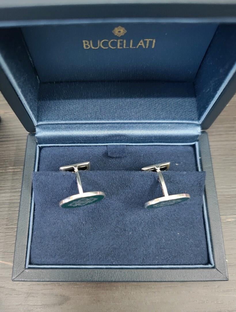 Buccellati - Opera Gümüş ve Emaye Kol Düğmeleri