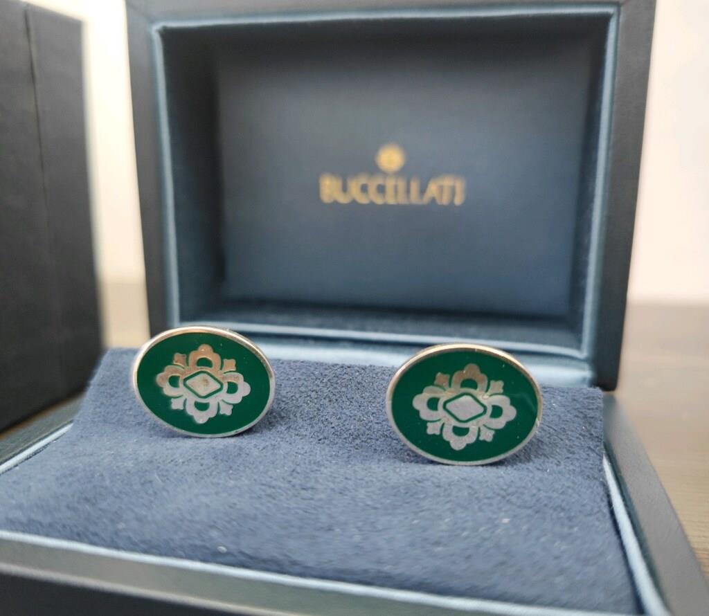 Buccellati - Opera Gümüş ve Emaye Kol Düğmeleri