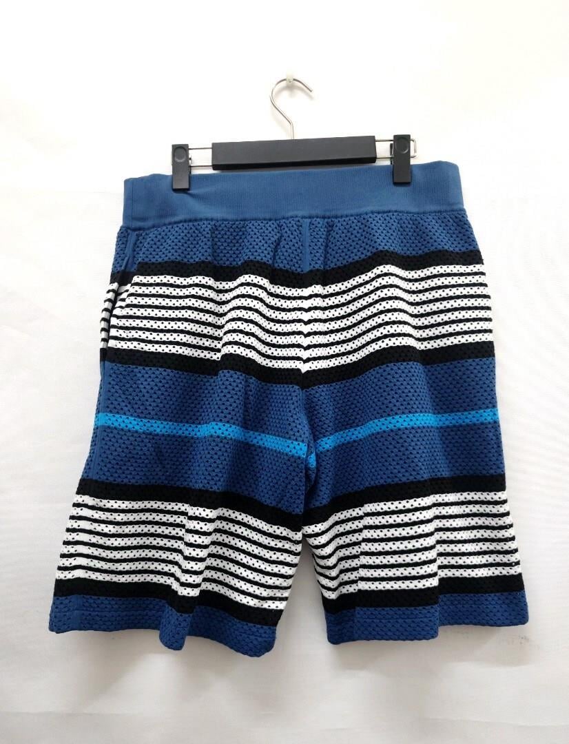 Burberry - Blue Archive Stripe Mesh Knit Shorts