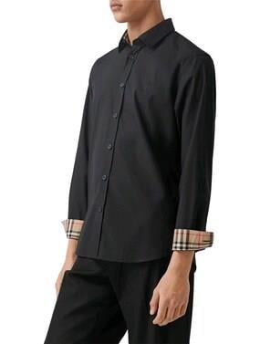 BURBERRY Slim Fit Monogram Motif Streç Pamuklu Poplin Gömlek