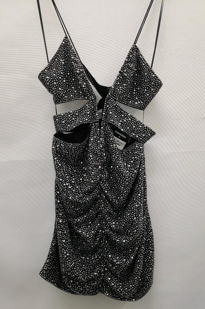 Dsquared2 Embellished Jersey Cutout Mini Dress