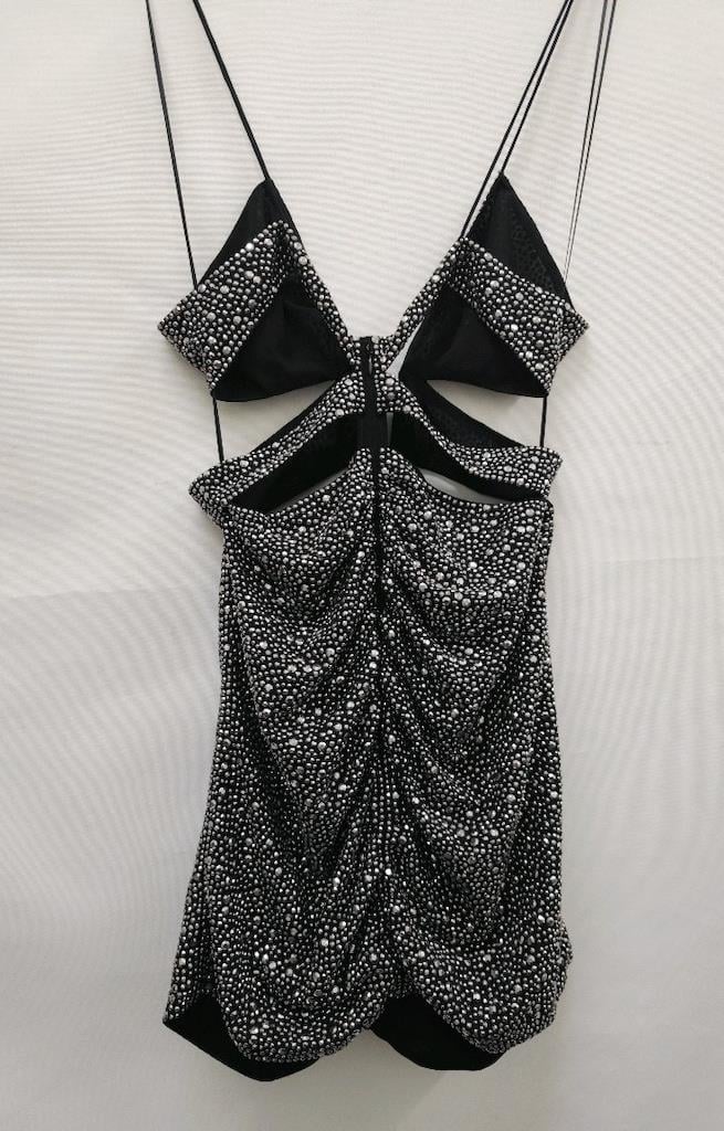 Dsquared2 Embellished Jersey Cutout Mini Dress